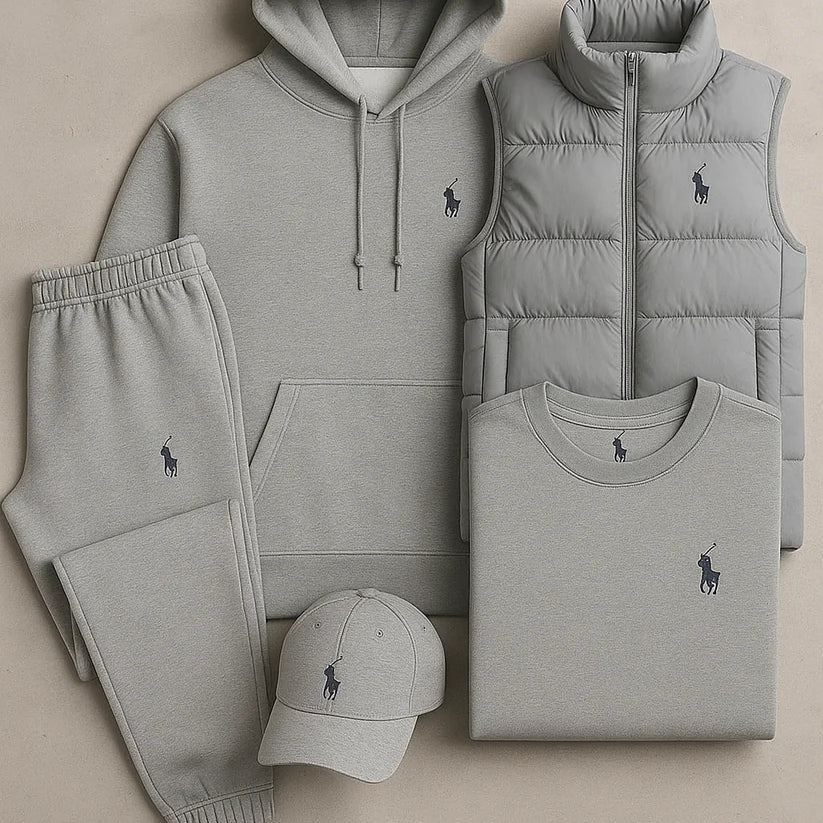 RL™ – Grey Essentials Coordinated Set (Hoodie, Joggers, Vest, T-Shirt)