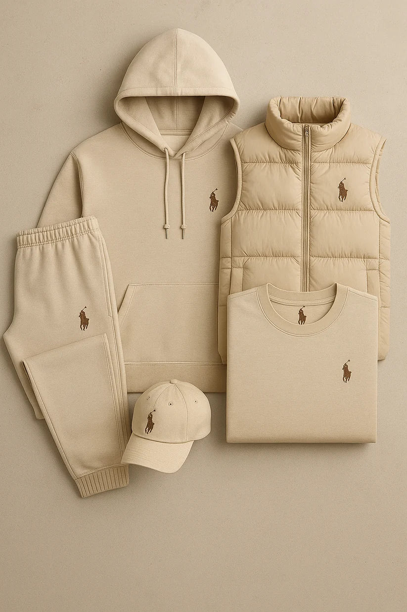 RL™ – Grey Essentials Coordinated Set (Hoodie, Joggers, Vest, T-Shirt)